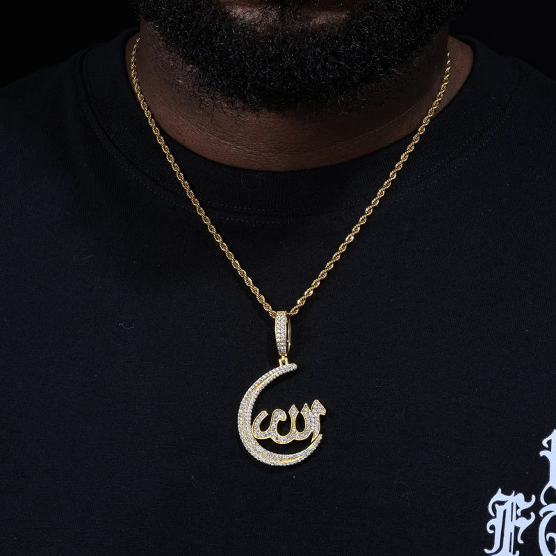 The Moon God | Moissanite Diamond 925 Sterling Silver Allah Hip Hop Pendant
