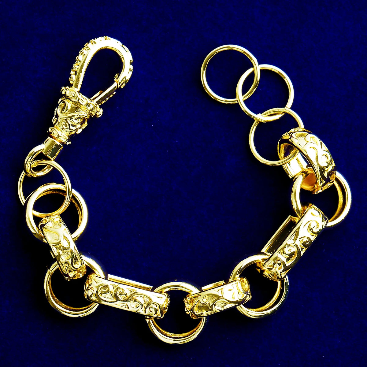 Rolo Roma | Detailed Carved 20MM Rolo Roma Belcher Clasp Hip Hop Bracelet
