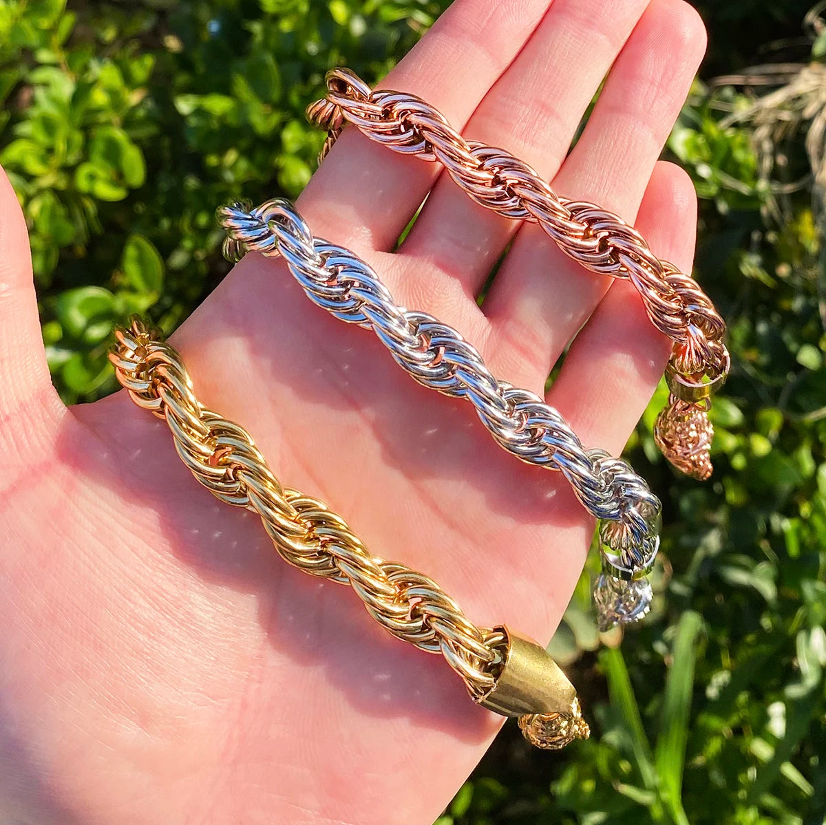 10MM Belcher Rope | 24k Gold Solid Stainless Steel Belcher Clasp Hip Hop Bracelets