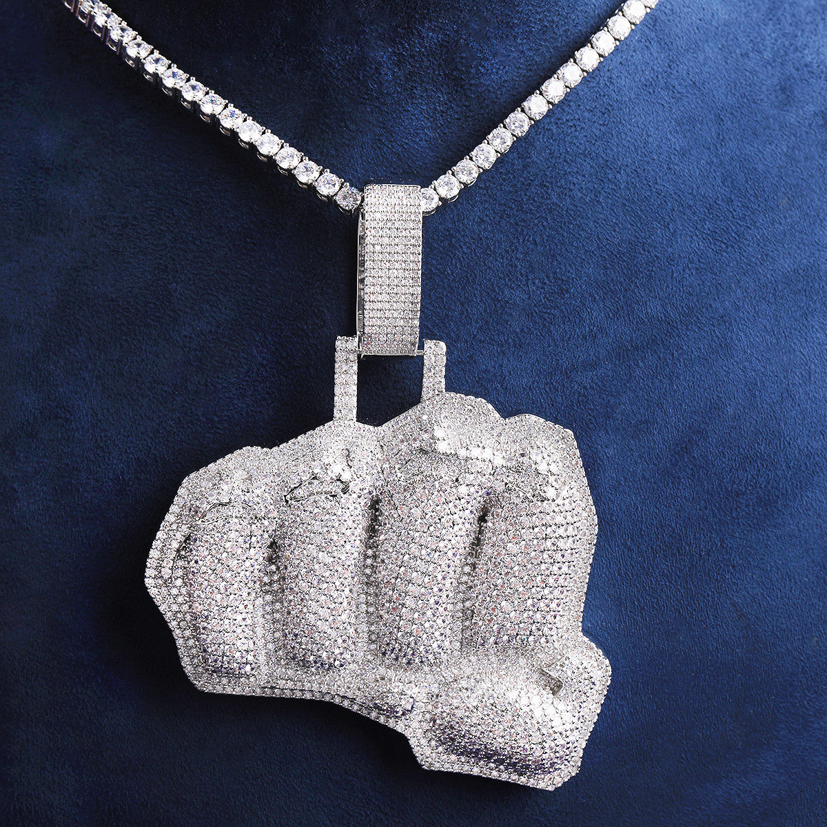 Fist Pound Town | VVS Diamond CZ 24k Gold Iced Blinged Out Pound Fist Hip Hop Pendant