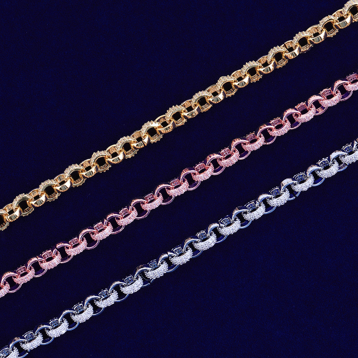 Iced Rolo | VVS Diamond CZ Prong Set 24k 925 Silver Rose Gold Hip Hop Chain Necklace