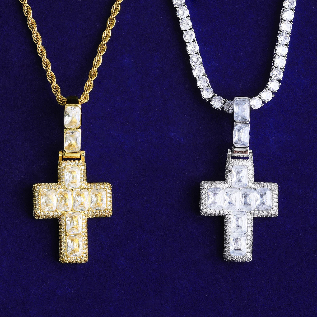 Baguette Cross | VVS Diamond CZ 5AA+ Stone Iced Blinged Out Hip Hop Cross Pendant