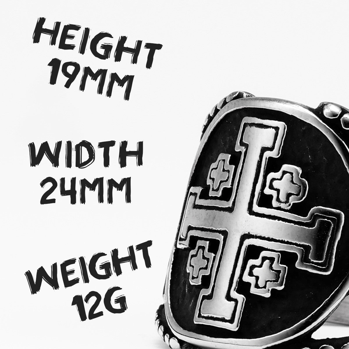 Crusader Cross Collection | 316L No Fade Stainless Steel Jerusalem Cross Spiritual Rings