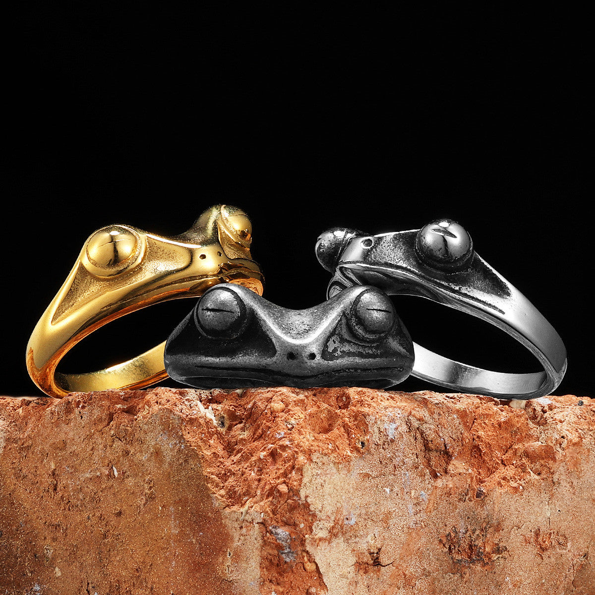 Frog Prince | 14k Gold Brushed over No Fade 316L Stainless Steel Mythical Rings