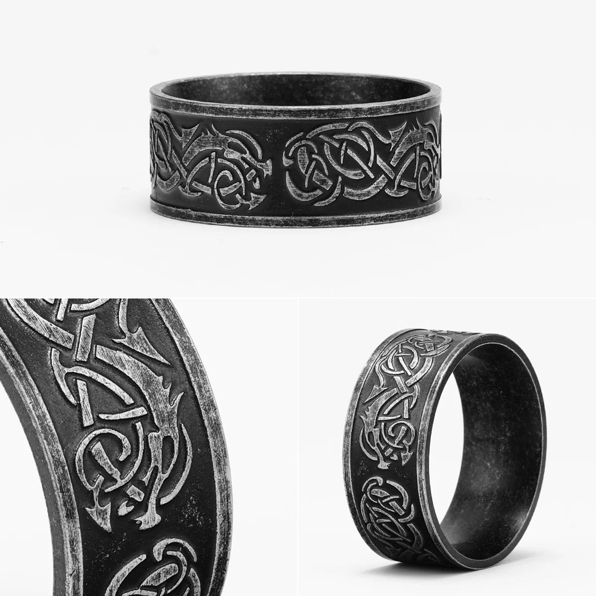 Retro Dragon | Men's 316L No Fade Stainless Steel Street Wear Thick Band Ring