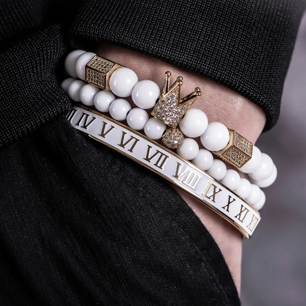 The Untouchable | VVS Diamond CZ Crown Luxury 3 Piece Hip Hop Bracelet Set