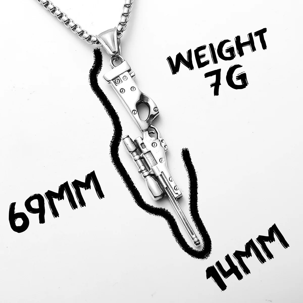 AWM | Solid Stainless Steel No Fade Hip Hop Rifle Gun Pendant