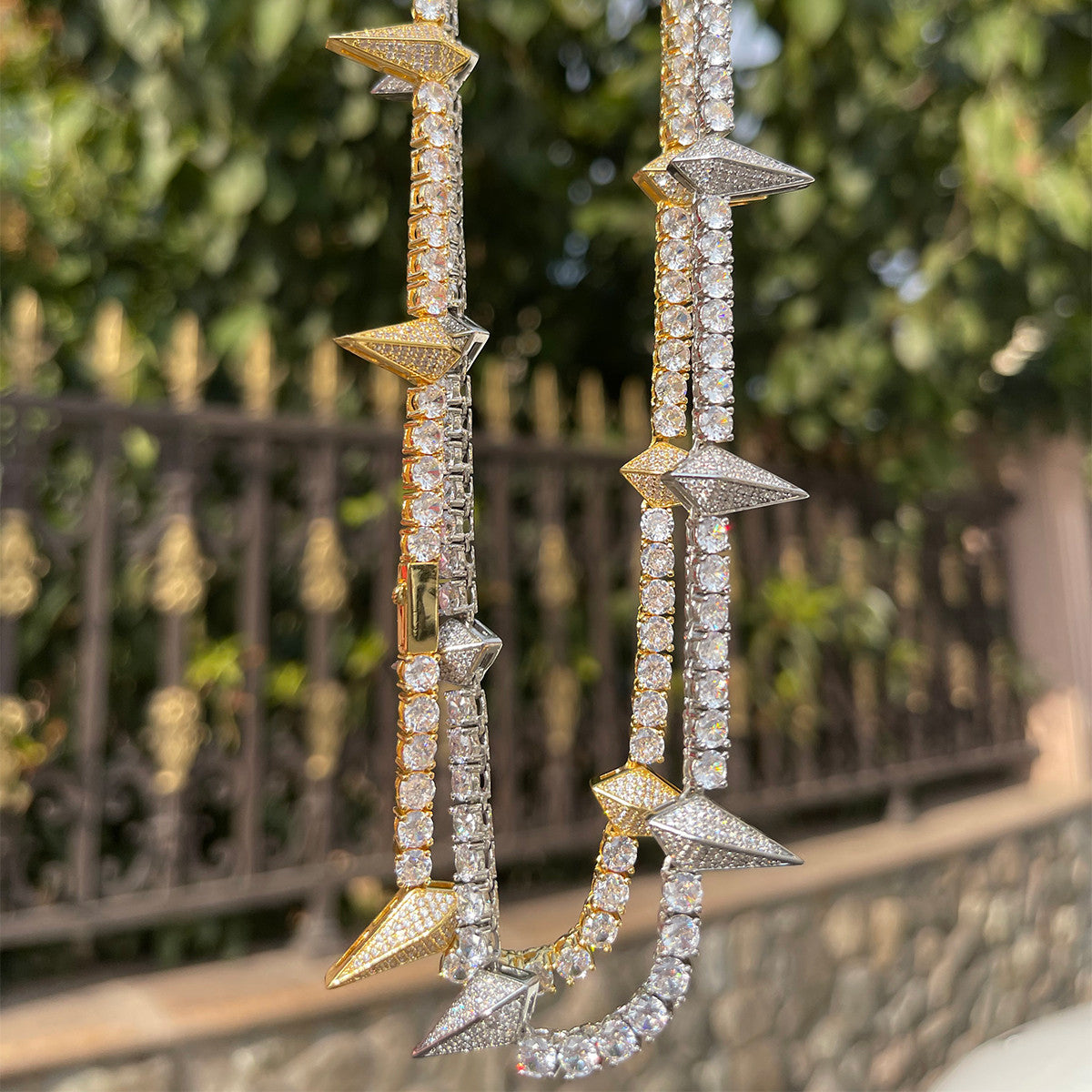 Iced Spike II | Designer Prong Set Cluster Stone Flooded Ice Hip Hop Chain Necklace