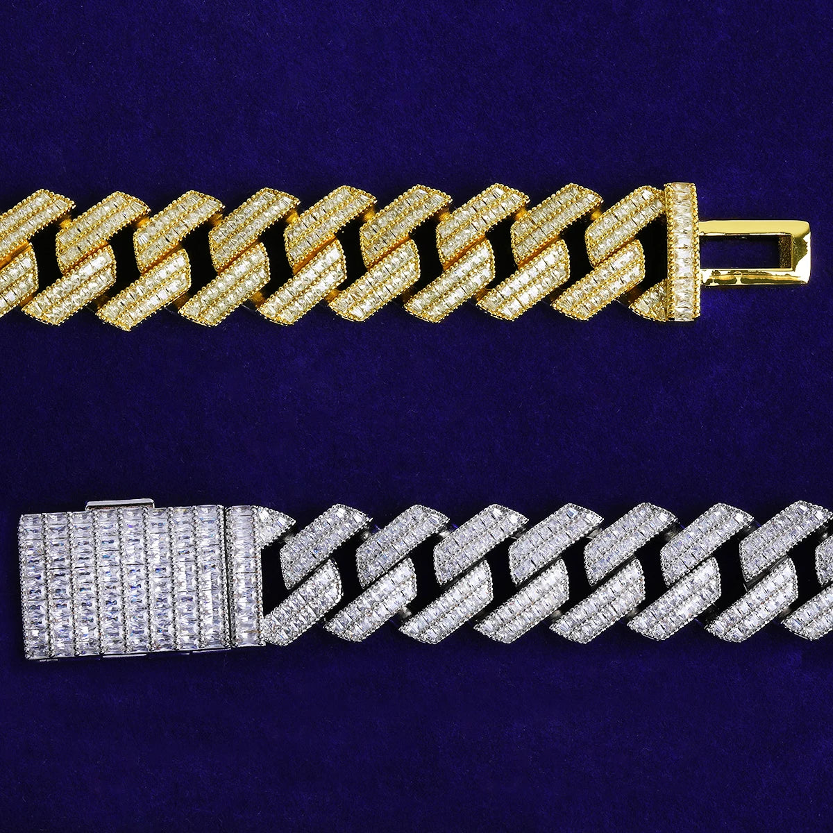 The 20MM Baguette |5AA+ VVS Diamond CZ 24k 925 Silver Hip Hop Bracelet