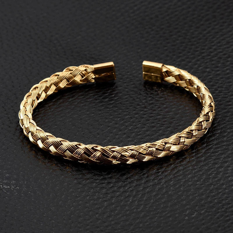 Royal Classic | Titanium Steel Hemp Weave Roman Numeral Stylish Luxury Bracelets