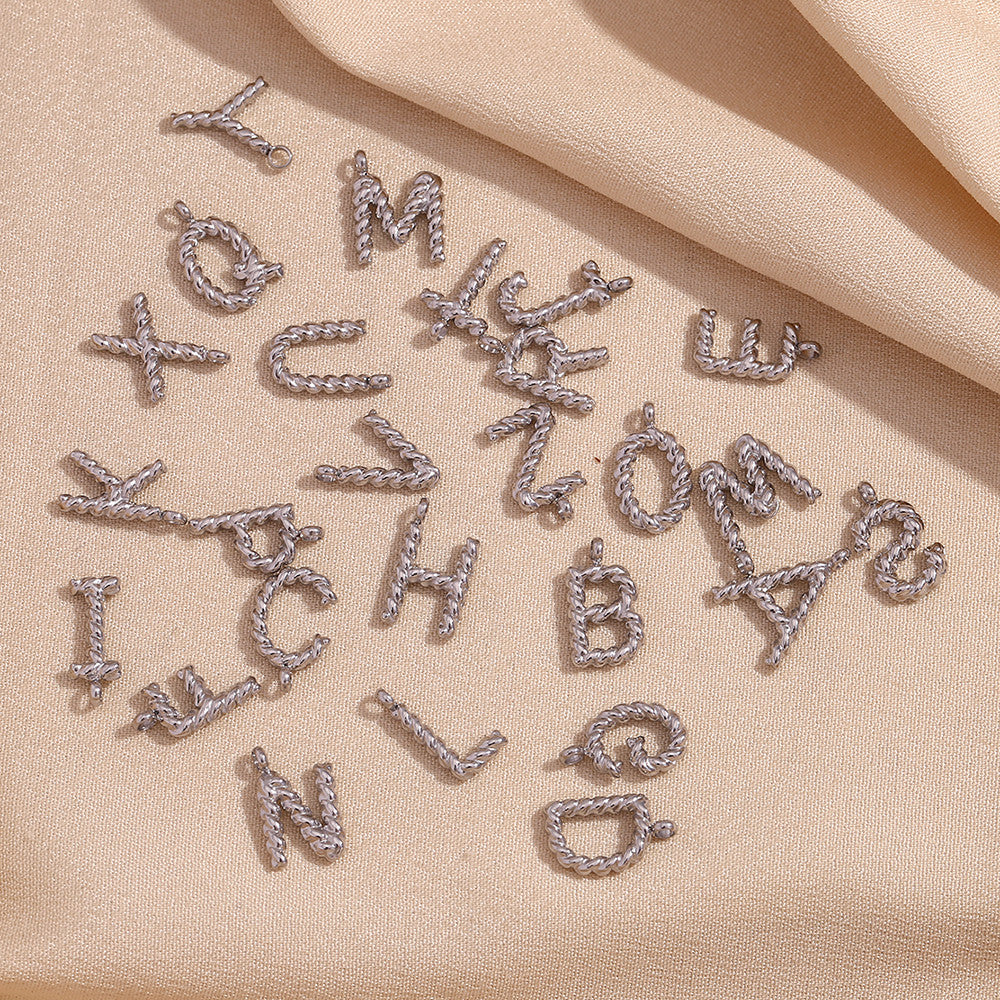 18k Gold Silver Tarnish Free Stainless Steel Mini Twisted Letter Pendant Necklaces