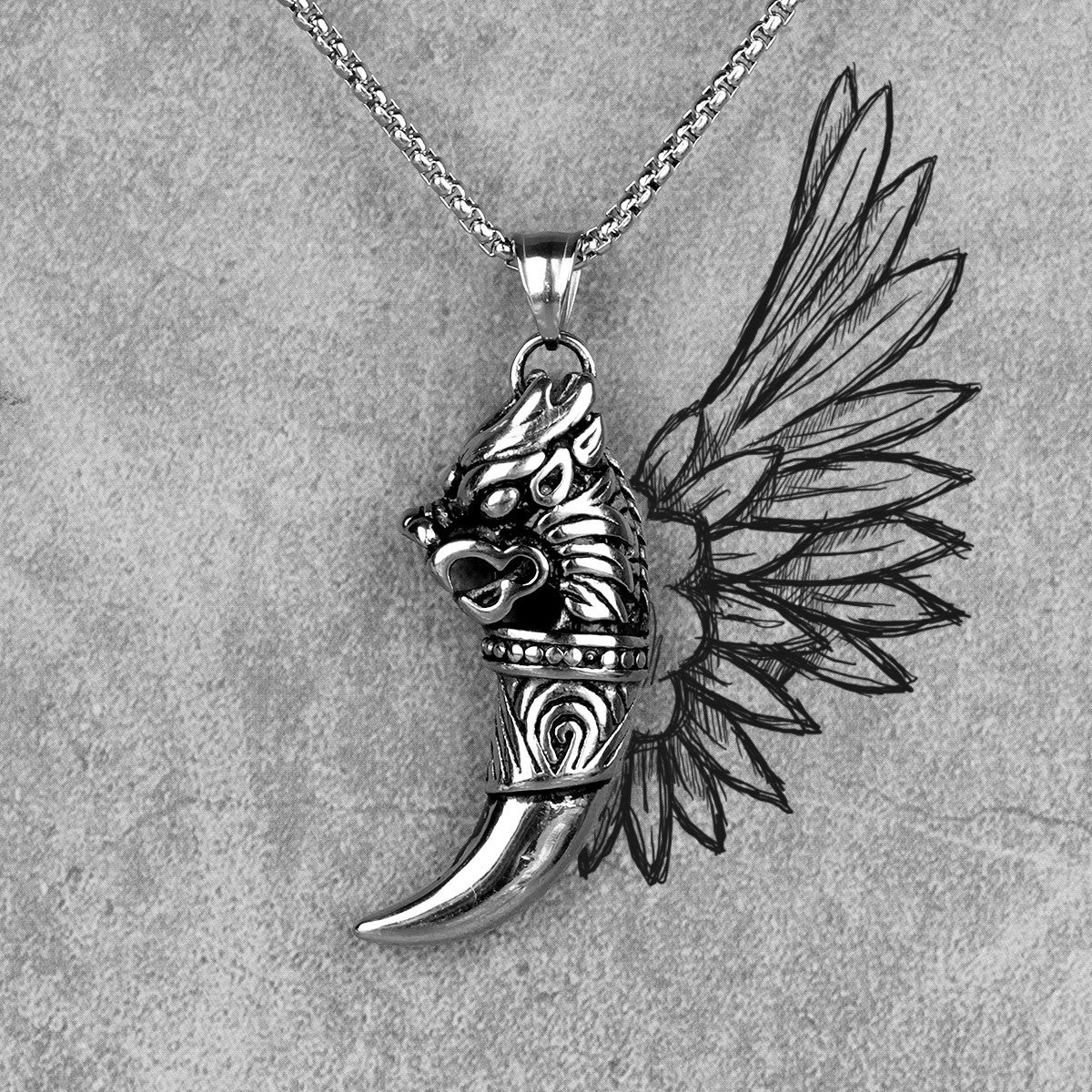 Beast Nian | The Year Monster Tooth Amulet Stainless Steel Street Style Pendant