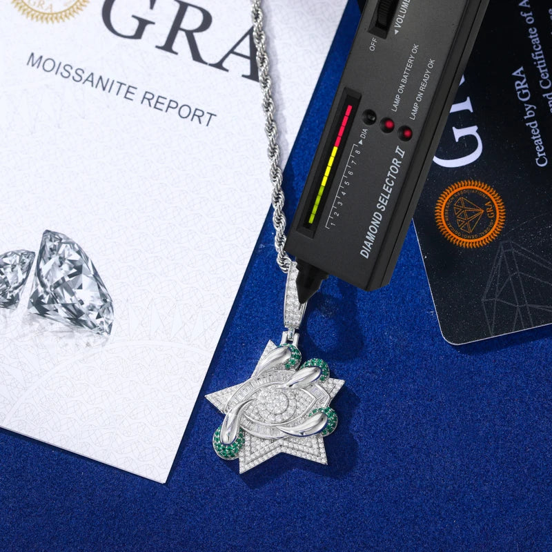 Street Badge | VVS Diamond Moissanite Iced Blinged Out 925 Silver Evil Eye Claw Pendant