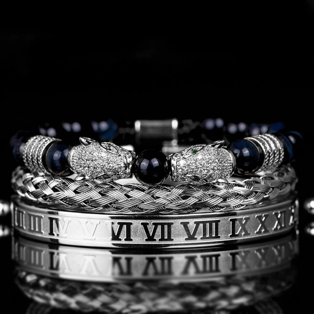 Double Leopard | Natural Stone VVS Diamond CZ Sigma Male Hip Hop Bracelets