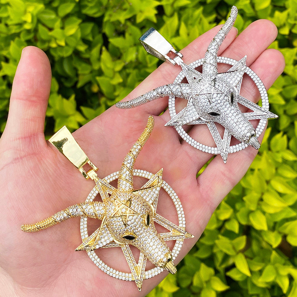 Iced Occult | VVS Diamond Baphoment Goat Head Pentagram Hip Hop Pendant