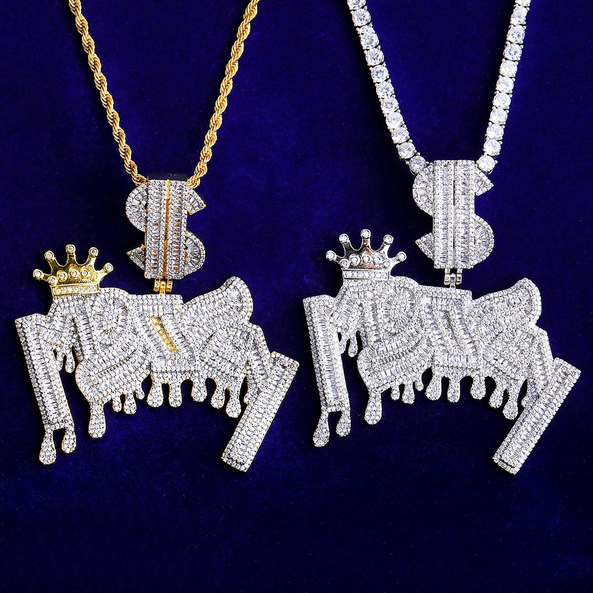 Money Money | Iced Blinged Out VVS Diamond CZ Stones Drip Hip Hop Pendant