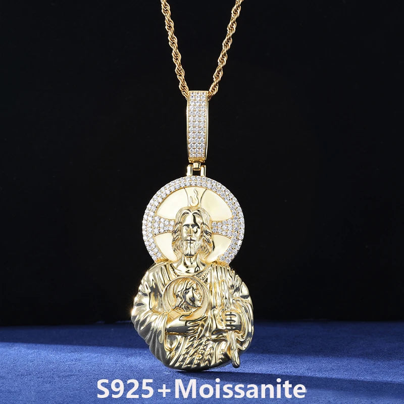 The Son | Moissanite Diamond Radiant Sun Jesus Head Solid 925 Silver Hip Hop Pendant