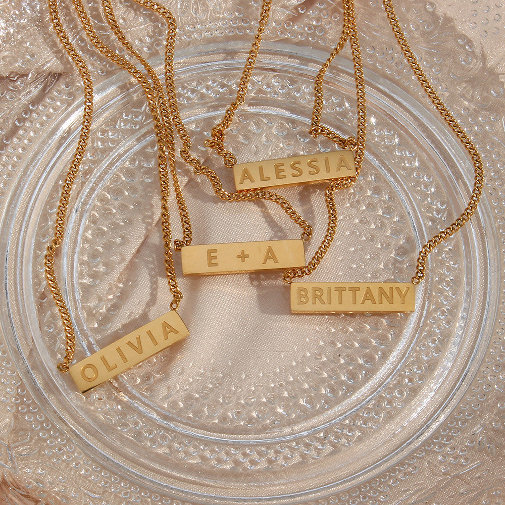 Ladies 18k Gold Stainless Steel Waterproof Personalized Custom Name Necklace