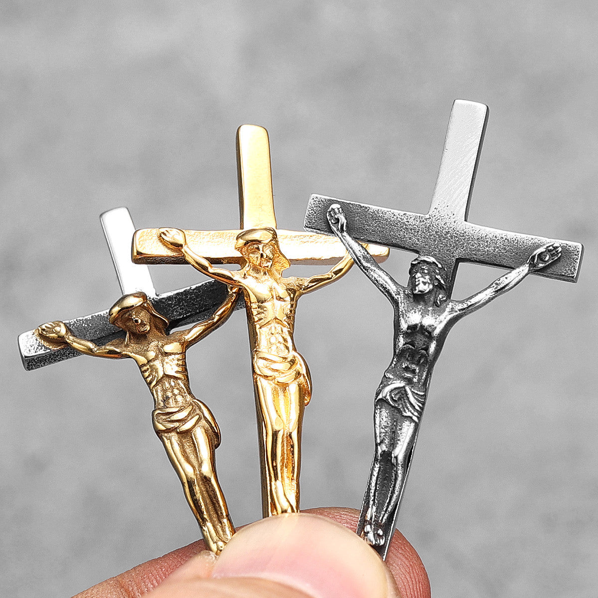 Inverted Religion | No Fade Solid Stainless Steel Upside Down Jesus Cross Pendant