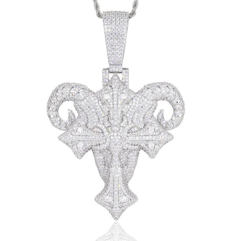 Demon Goat | Iced Bling Out Moissanite Diamond Demon Goat Cross Hip Hop Pendant