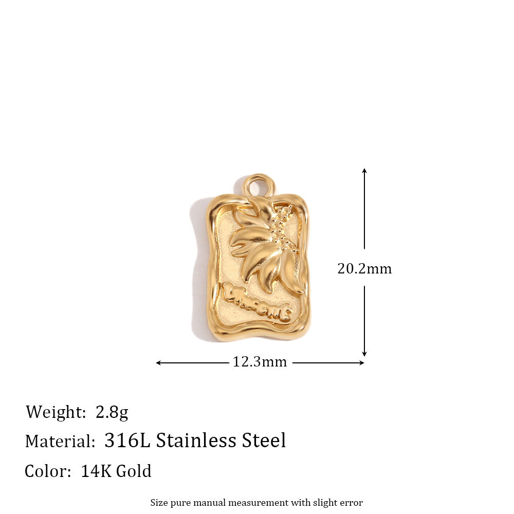 Ladies DIY 18k Gold Over No Fade Solid Stainless Steel Perforate 3D Buckle Pendants