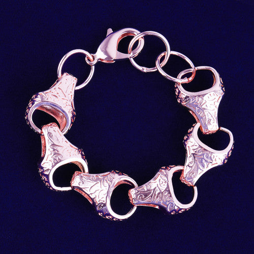 Be Large | Designer Acorn Link 24k 925 Silver Rose Gold Hip Hop Link Bracelet