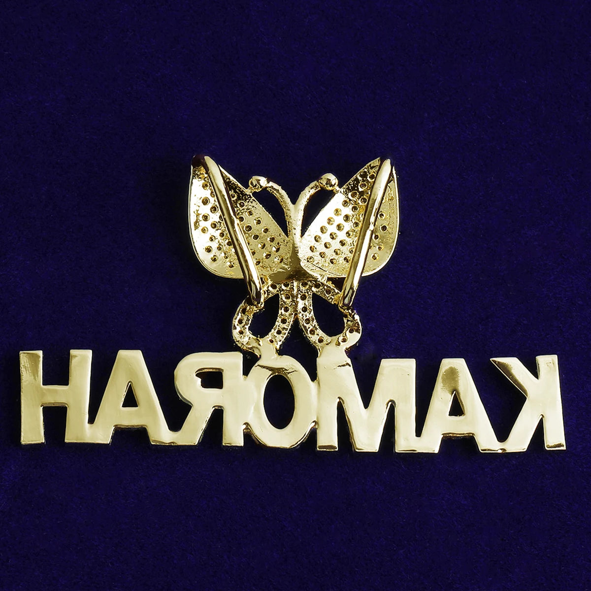 Butterfly Bail | Custom Made VVS Diamond CZ Name Plate Street Wear Pendant