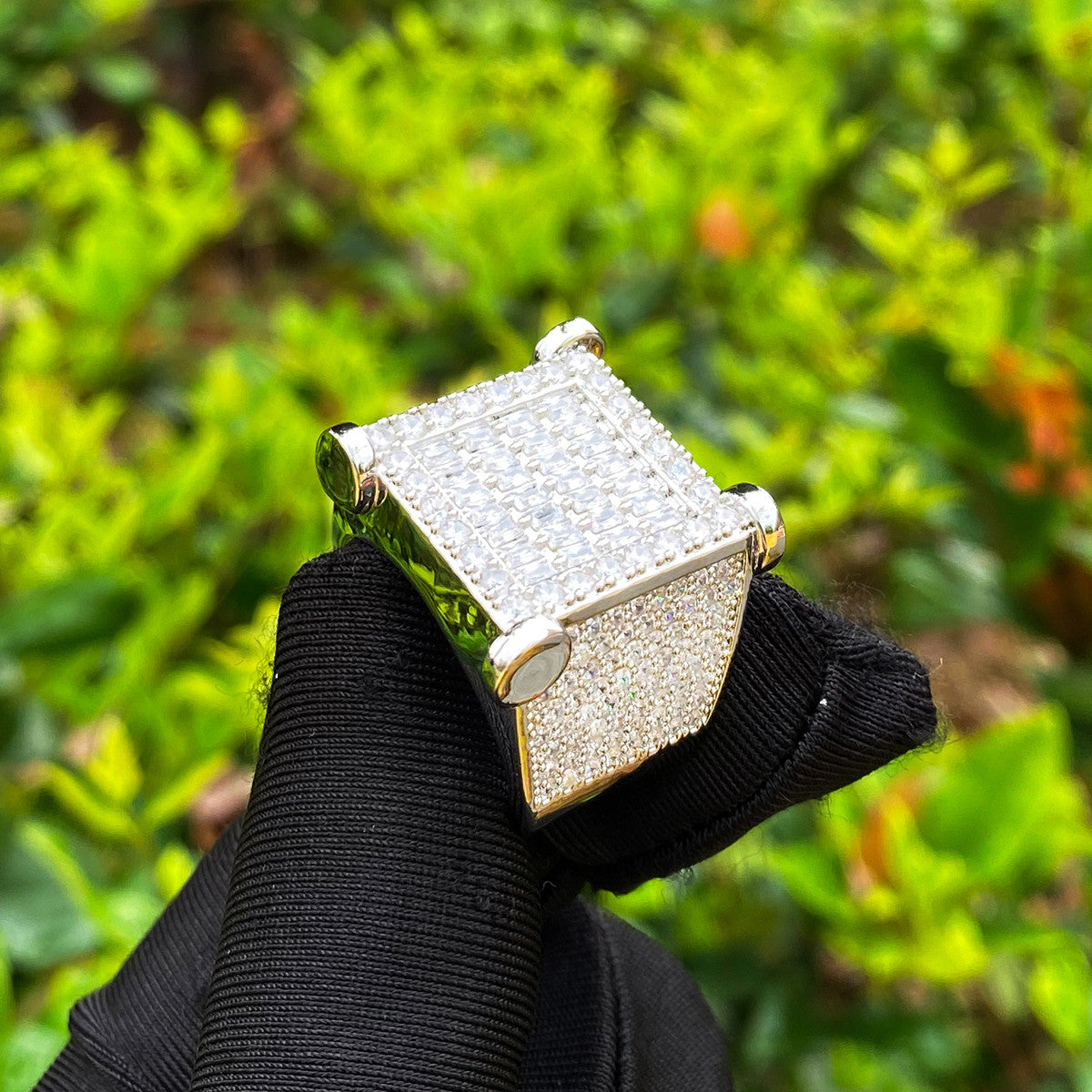 Locked In | VVS Diamond CZ Nailed Squared 24k 925 Silver Rose Gold Hip Hop Rings