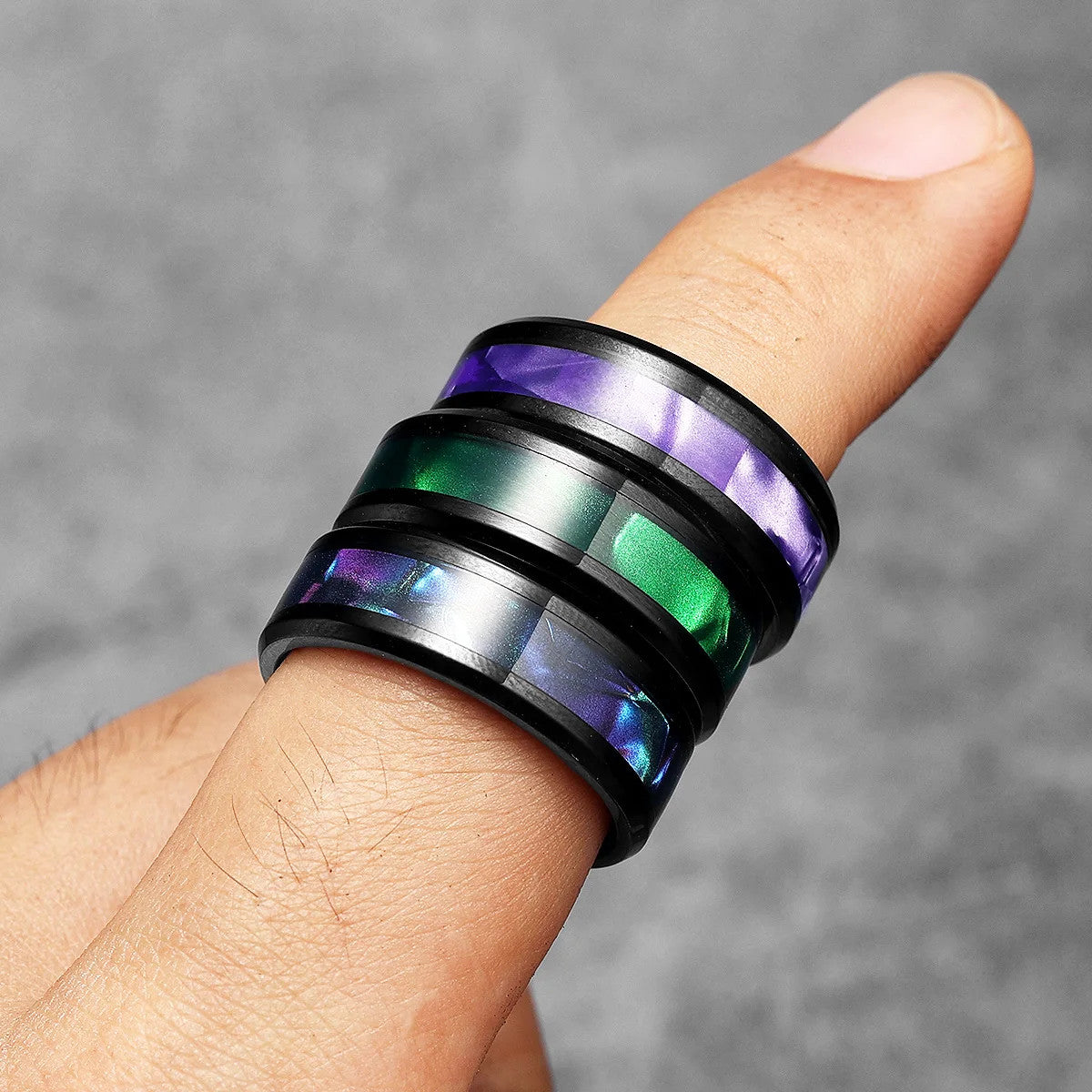 Aurora | 316L No Fade Stainless Steel Aurora Borealis Unique Designer Rings