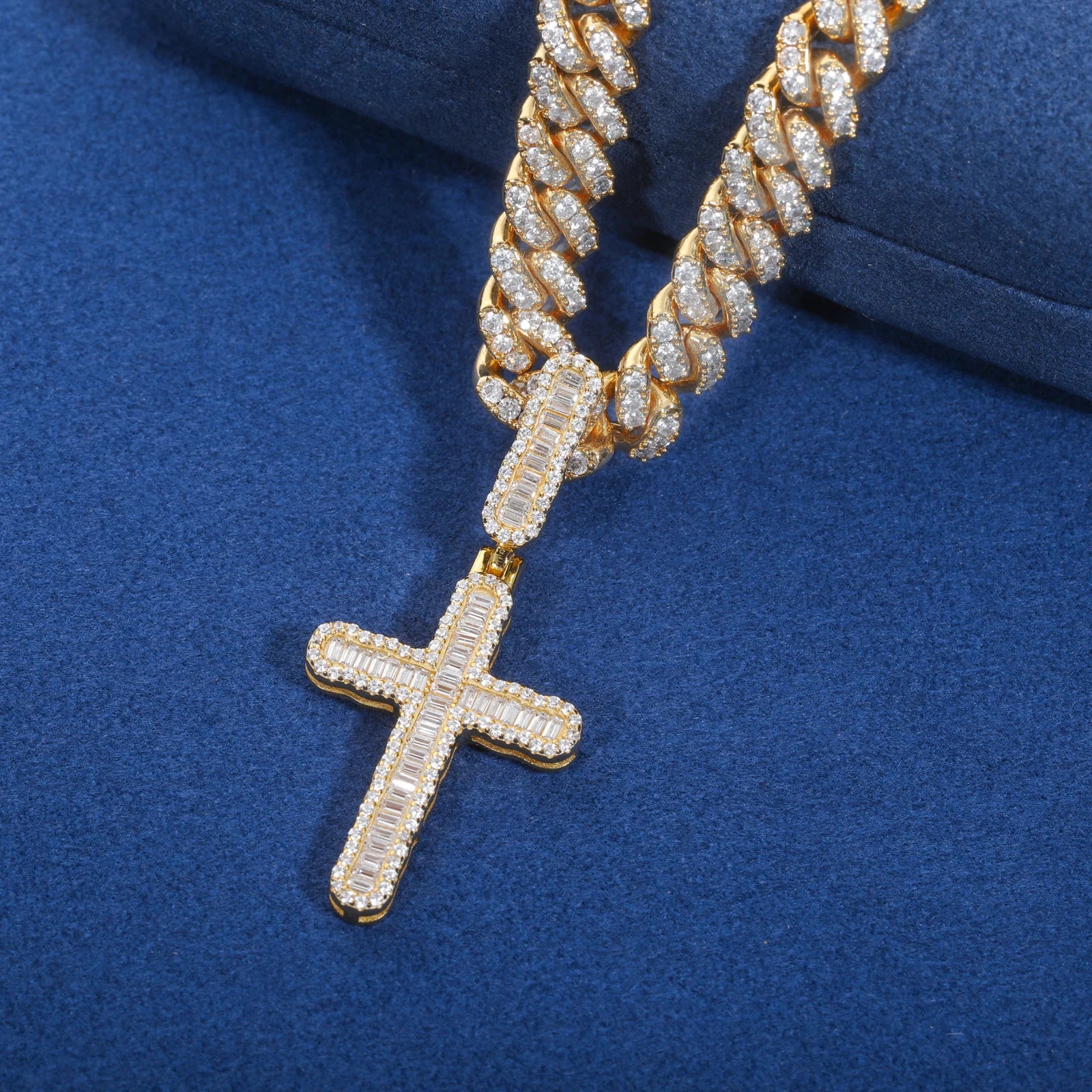 Luxury Simplified |  Iced Baguette Moissanite Diamond  925 Silver Hip Hop Cross Pendant