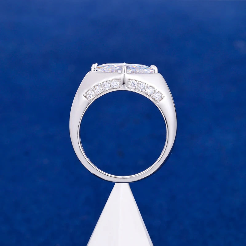 The Lozenge Cut | Moissanite Diamond Solid  925 Sterling Silver Luxury Statement Engagement Ring