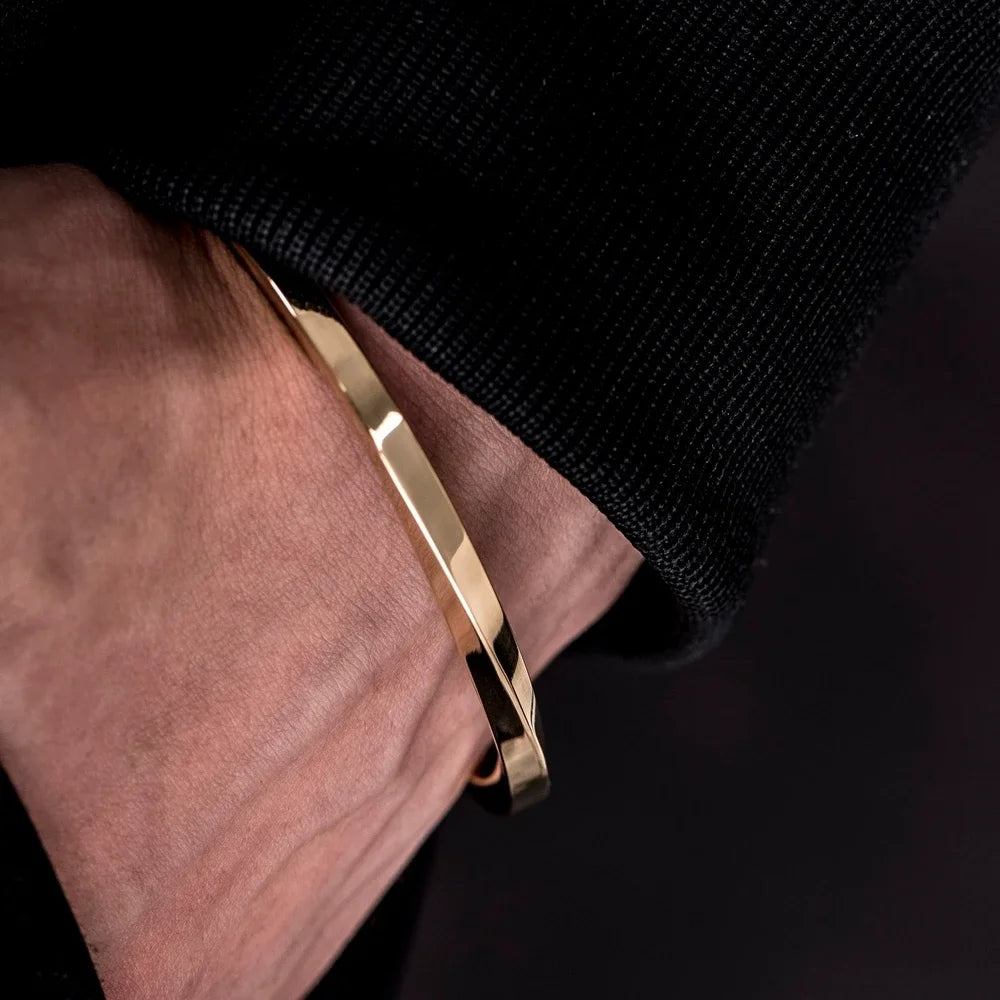 The Simple Classic | Solid Stainless Steel Mens Clean Fashion Bangle Bracelets