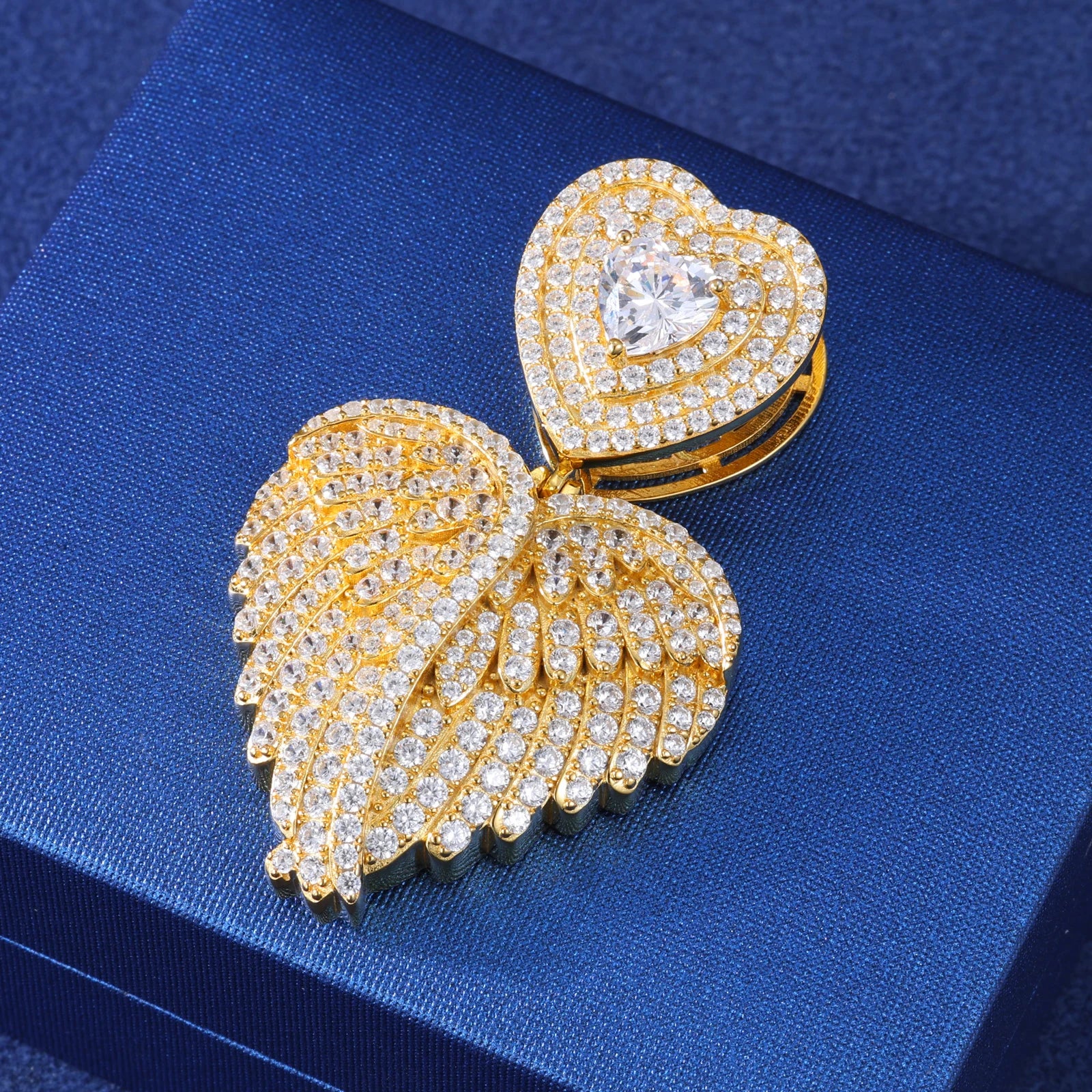 Angel Love | Moissanite Diamond 925 Sterling Silver Angel Wings Heart Pendant