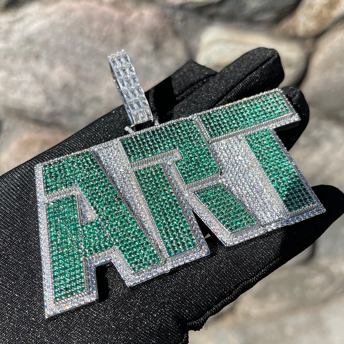 Emerald Chaos | Colorful VVS Diamond CZ Custom Text Hip Hop Pendant