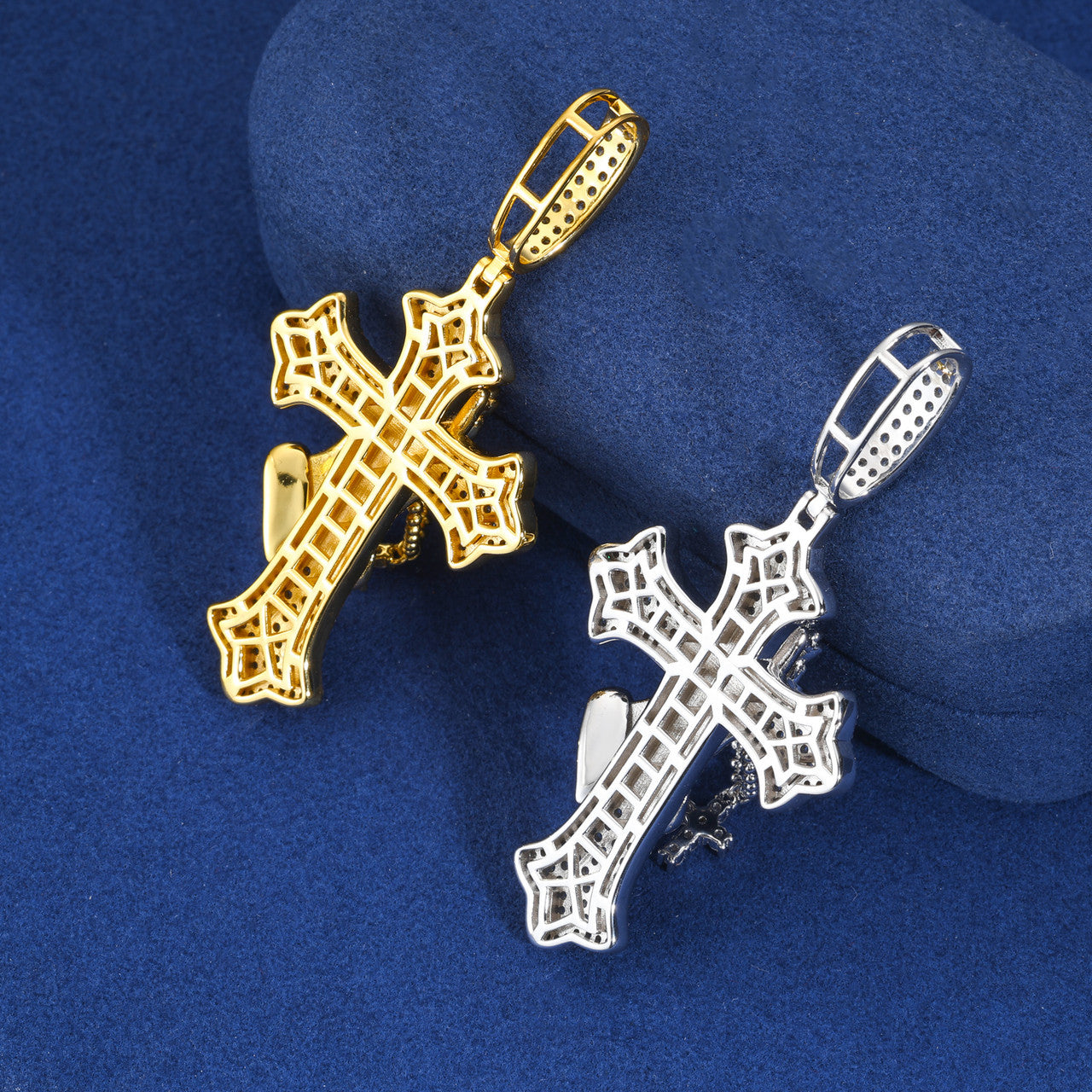 The Power Of Prayer | Solid 925 Silver Prayer Hands Cross Moissanite Diamond Hip Hop Pendant