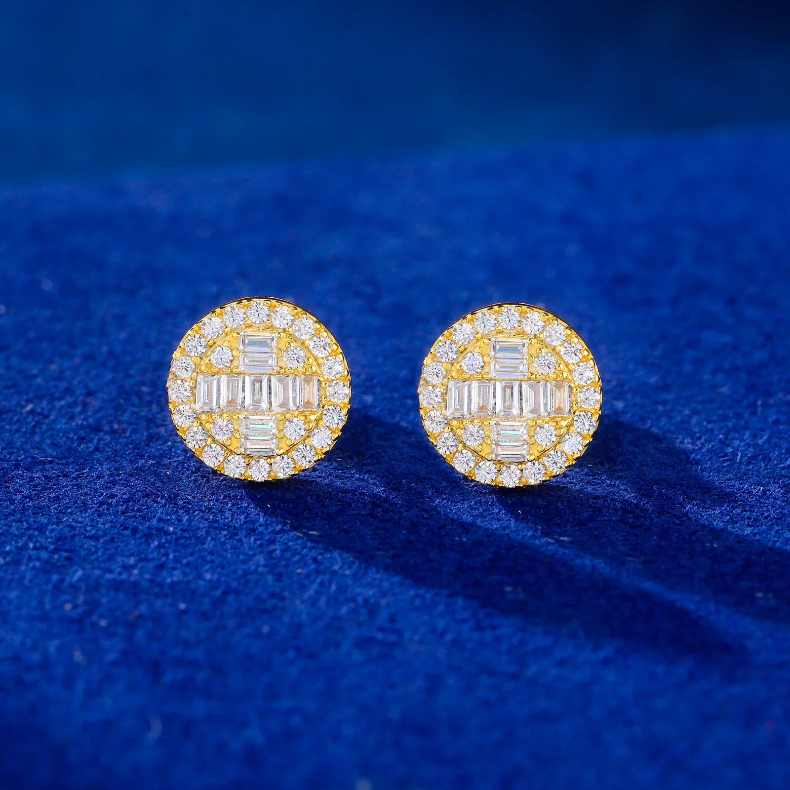 Dripped Baguette | VVS1 Moissanite Diamond Cross Stud 925 Silver Earrings