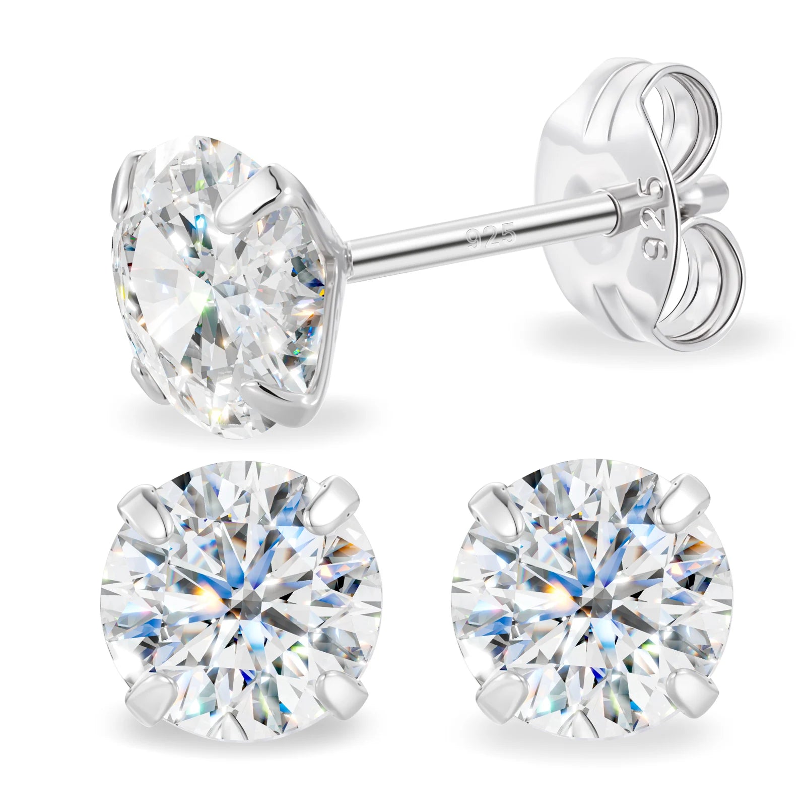 Daily VVS1 | Solid 925 Sterling Silver 0.1-2ct D Color VVS1 Moissanite Diamond Stud Earrings