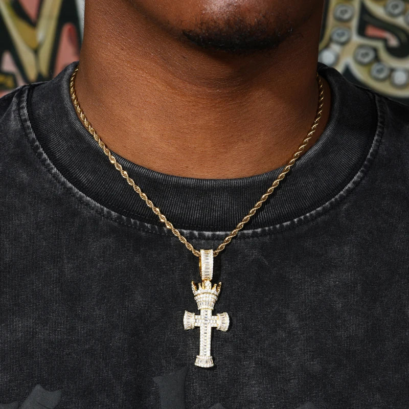 Crown Of Kings | Solid 925 Sterling Silver D VVS1 Moissanite Crown Of Kings Cross Pendant
