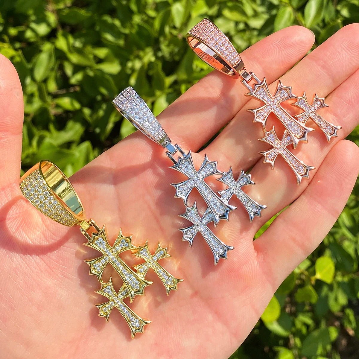 Holy Trinity | Flooded Ice VVS Diamond Iced Blinged Out Trinity Cross Pendant