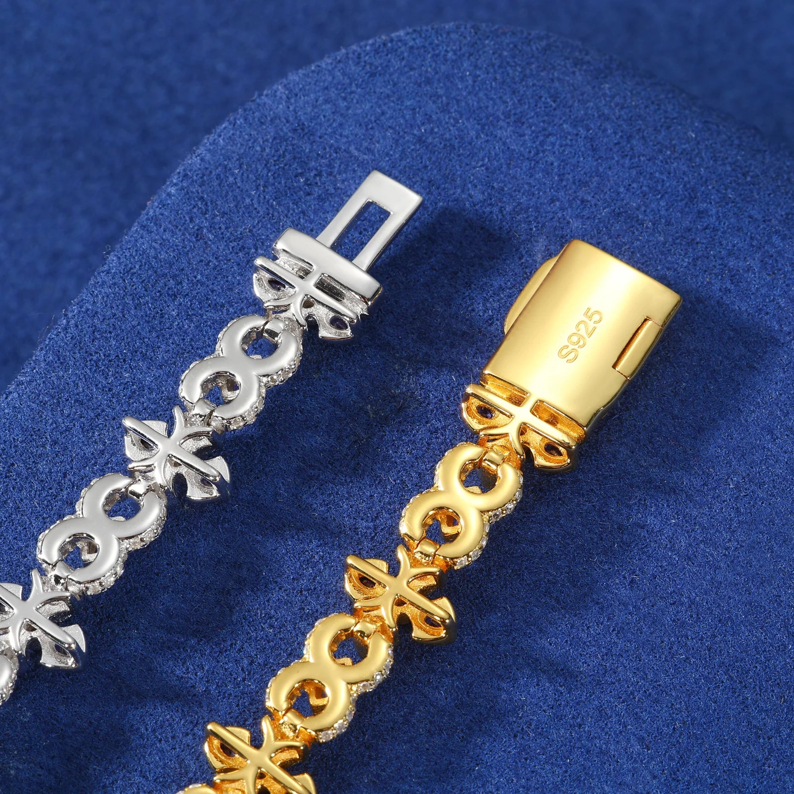 Infinity Cross | Moissanite Diamond 925 Sterling Silver Infinity Cross Iced Bliged Out Bracelet