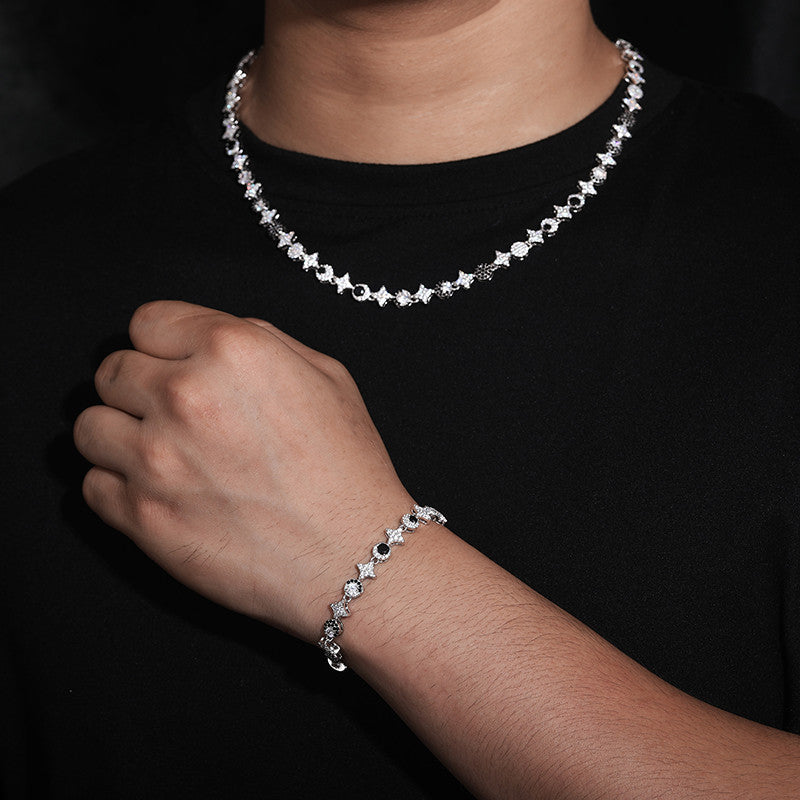 The Dreamer | Luxury 925 Sterling Silver Moissanite Diamond Star Moon Hip Hop Tennis Bracelet