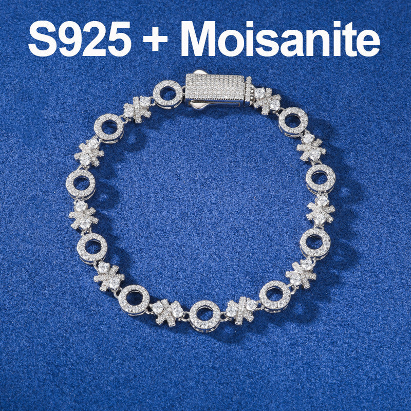 XOXO | Sterling Silver Love Moissanite Diamond Hip Hop 7MM 925 18k Gold Bracelets