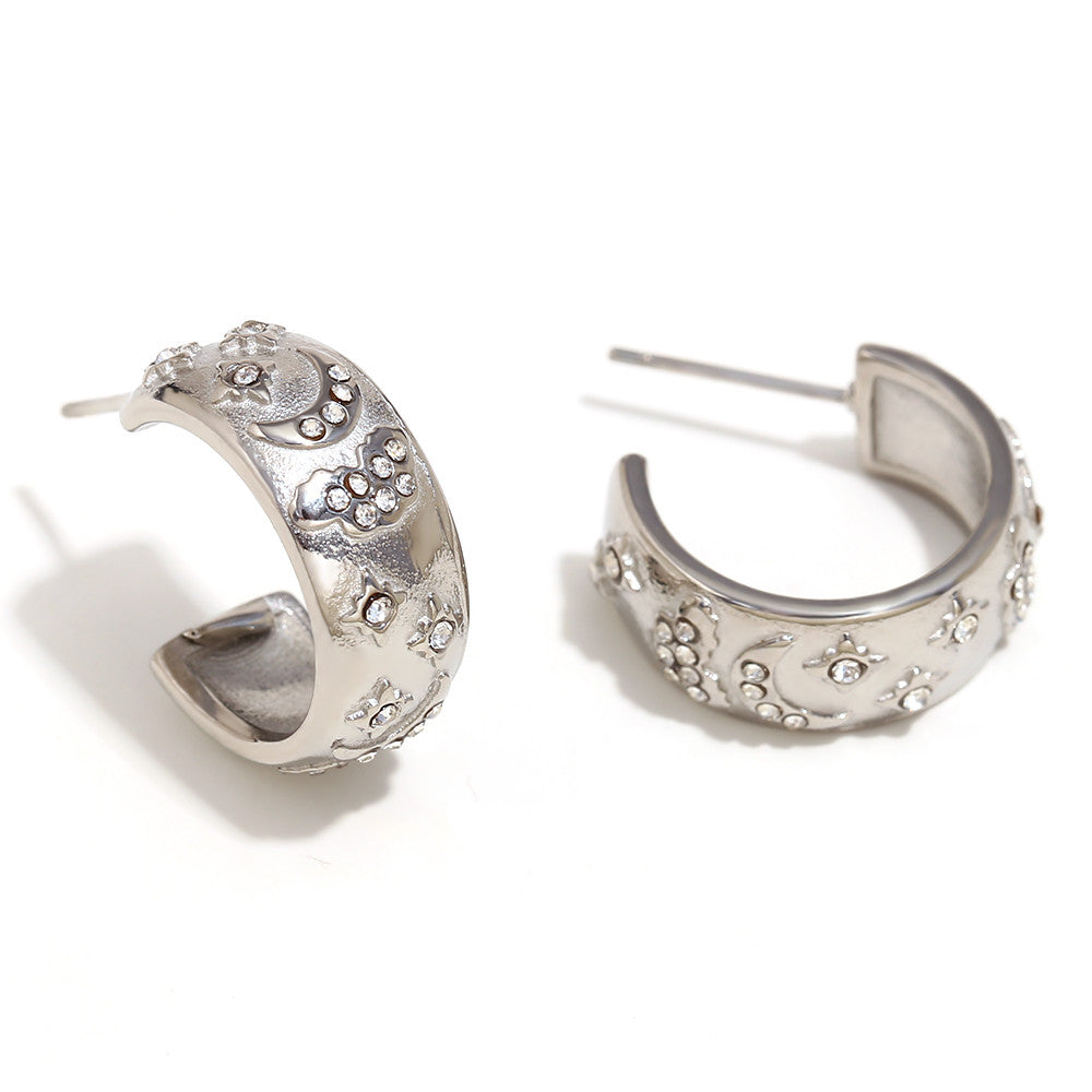 18k Gold Silver Stainless Steel Waterproof Lover World Tarot Cards Series Stud Earrings