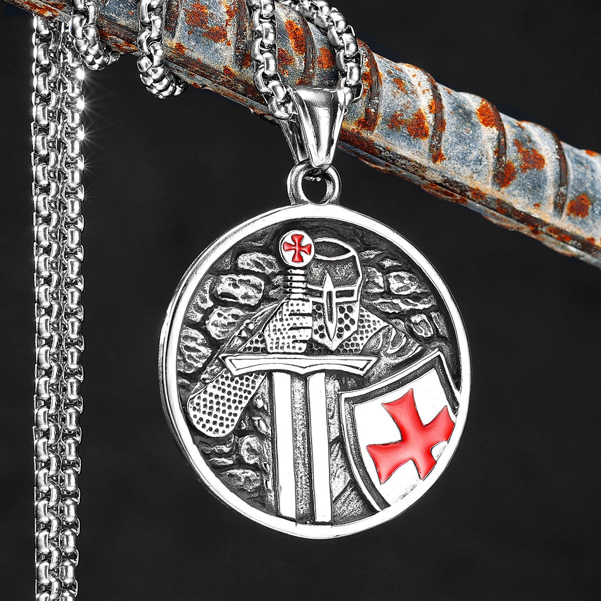 Red Crusade | 316L No Fade Solid Stainless Steel Paladin Street Stylish Pendant
