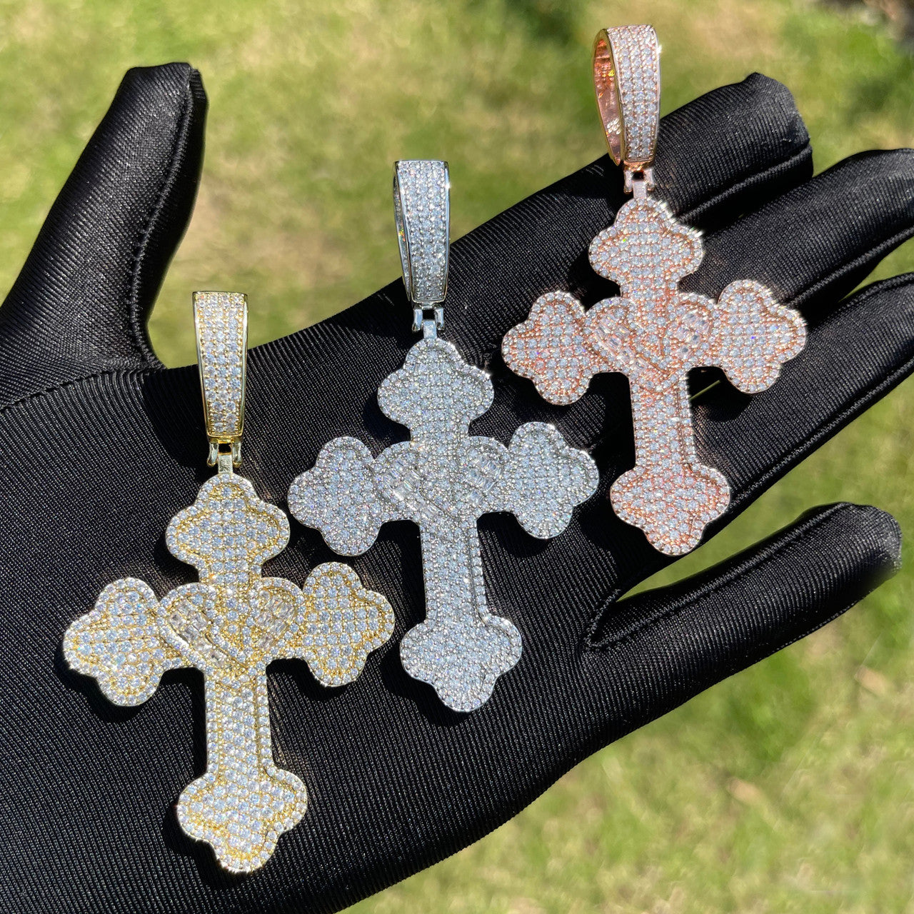Healing Heart Cross | VVS Diamond CZ Baguette Iced Blinged Out Pedant 