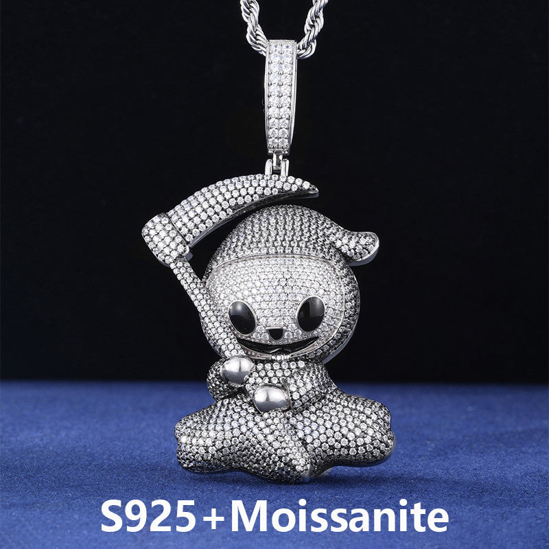 Kill'em Softly | Moissanite Diamond Solid Sterling Silver Baby Grimm Reaper Hip Hop Pendant