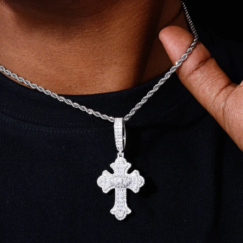 All Seeing Cross | 925 Sterling Silver D VVS1 Moissanite All Seeing Eye Hip Hop Cross Pendant