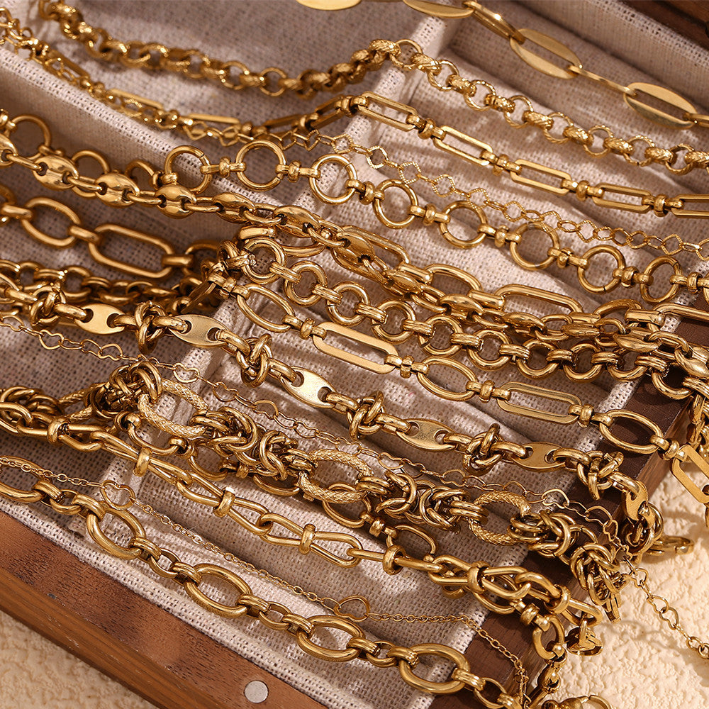 18k Gold Stainless Steel Waterproof Paper Clip Knot Bowtie Link Chain Anklet Ankle Bracelets