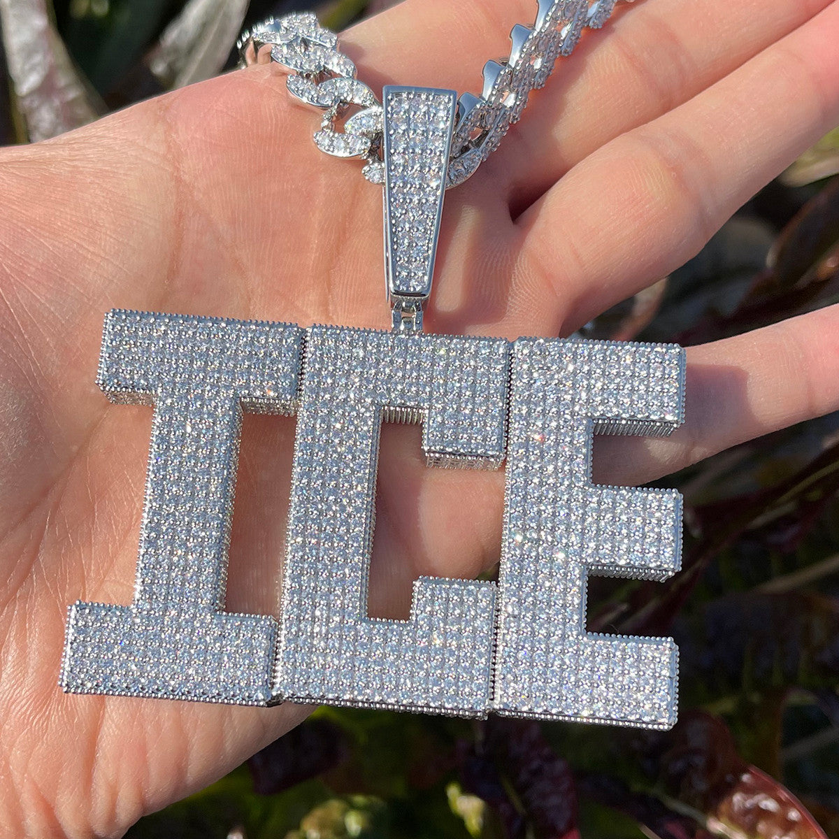RetroCube  | Square Block 80's Retro letters Custom Name Plate Hip Hop Pendant
