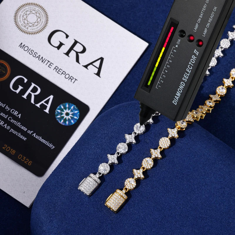 Stars Shine |  8mm Iced Blinged Out VVS Moissanite Diamond 925 Tennis Bracelet